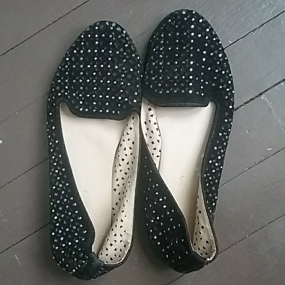 Black flats w/ silver rhinestones